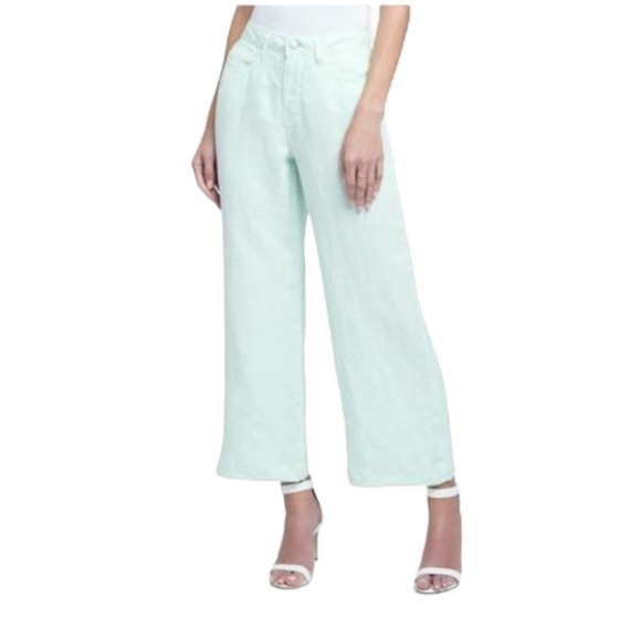 L'agence Danica High-waisted Wide-leg Linen Pants in Mint Women's 27 - Picture 1 of 16